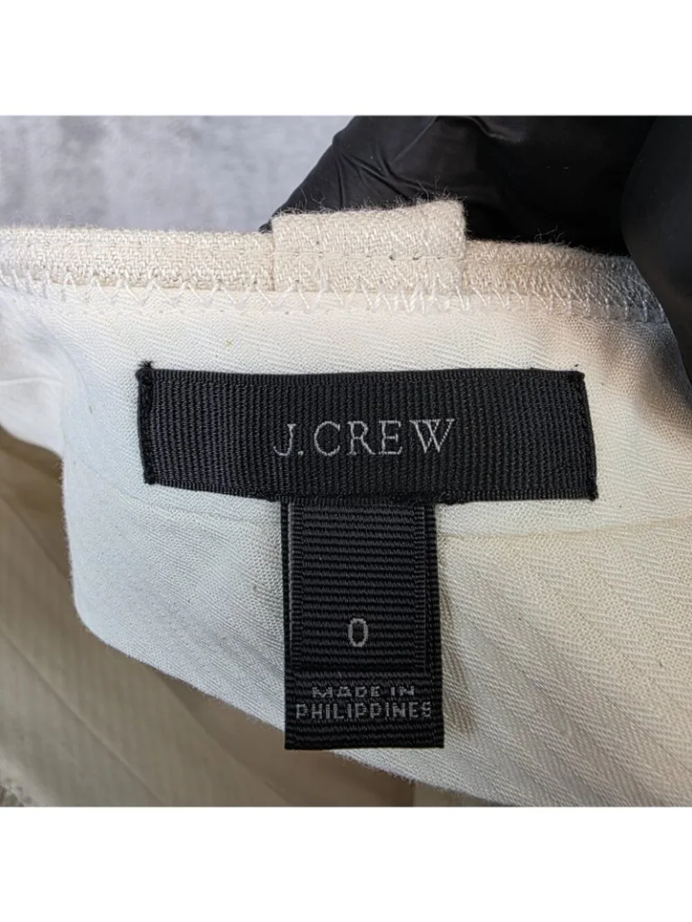 J Crew Skirt Womens 0 Cream Linen Pencil Knee Length Pockets Lined Zip Office - Picture 3 of 10